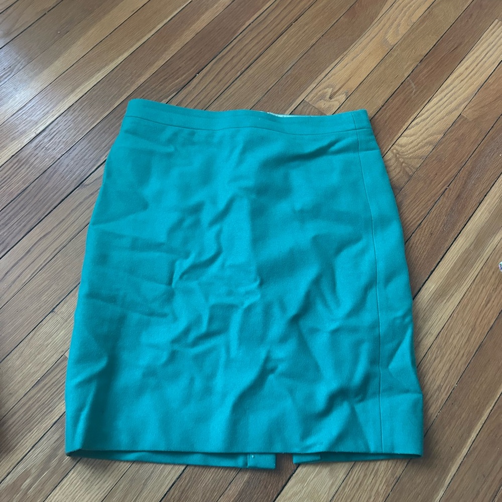 J. Crew Wool Teal Pencil Skirt